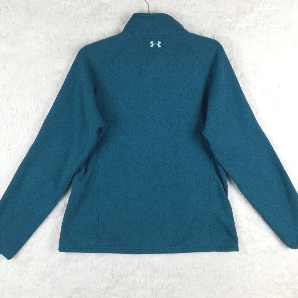 Under‎ Armour Womens Jacket Storm Coldgear Fitted Blue 1/2 Zip Waist Length L